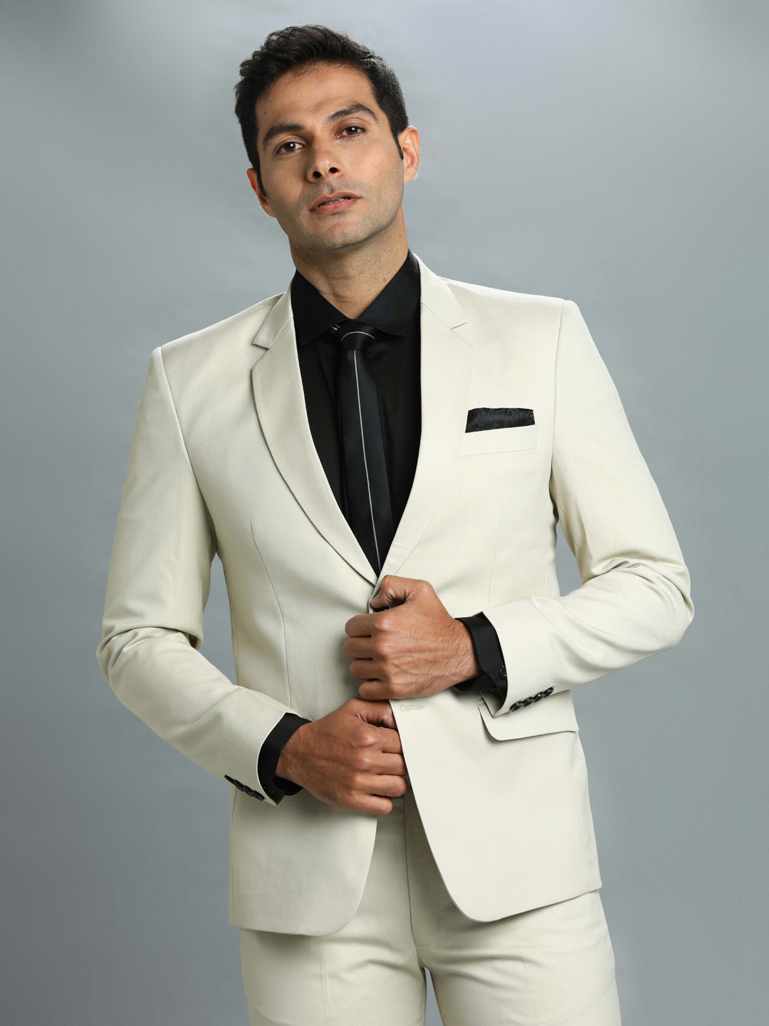 displaying image of Beige Subtle Formal Suit