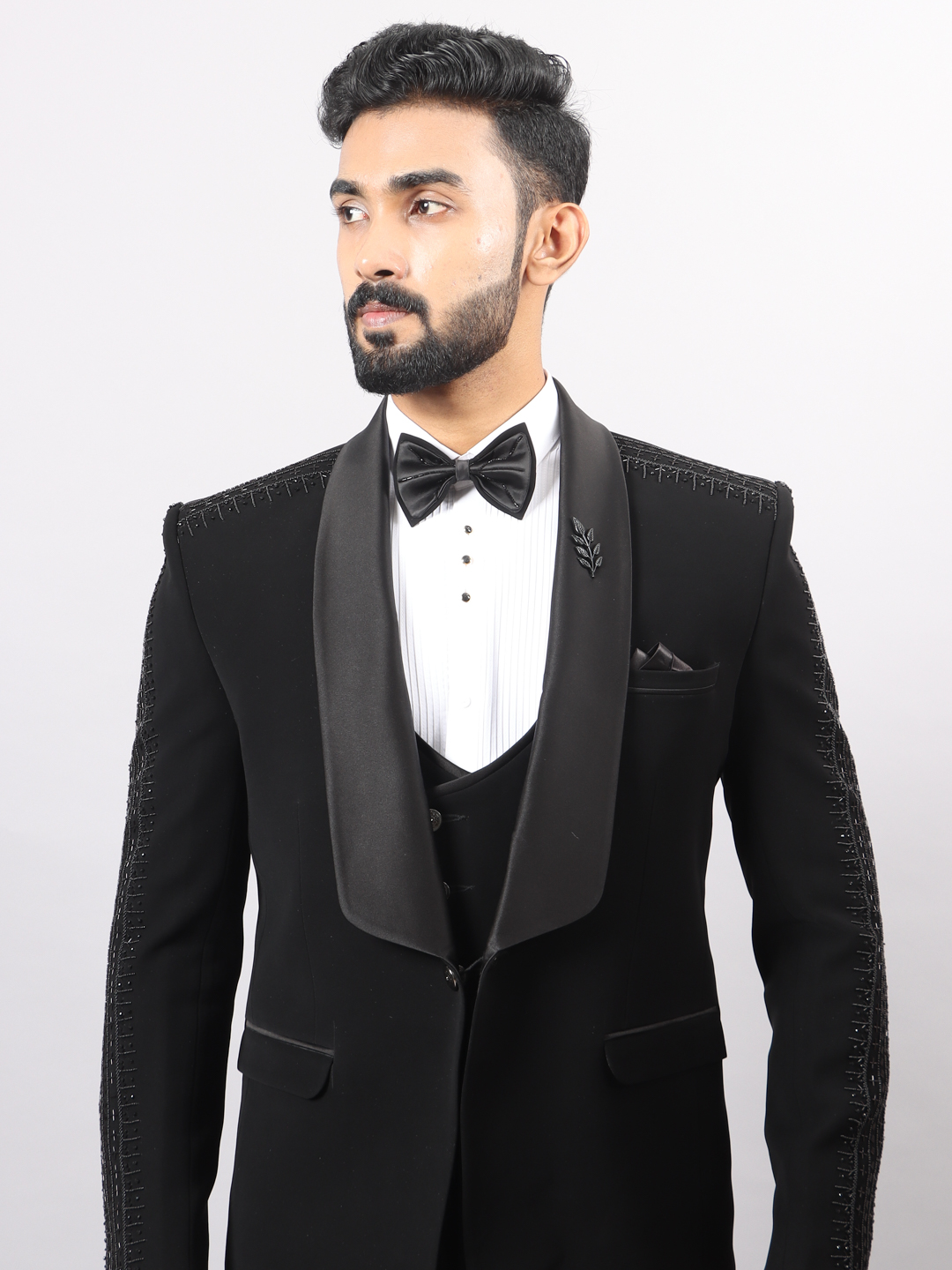 Black Shoulder Hand Embroidered Suit