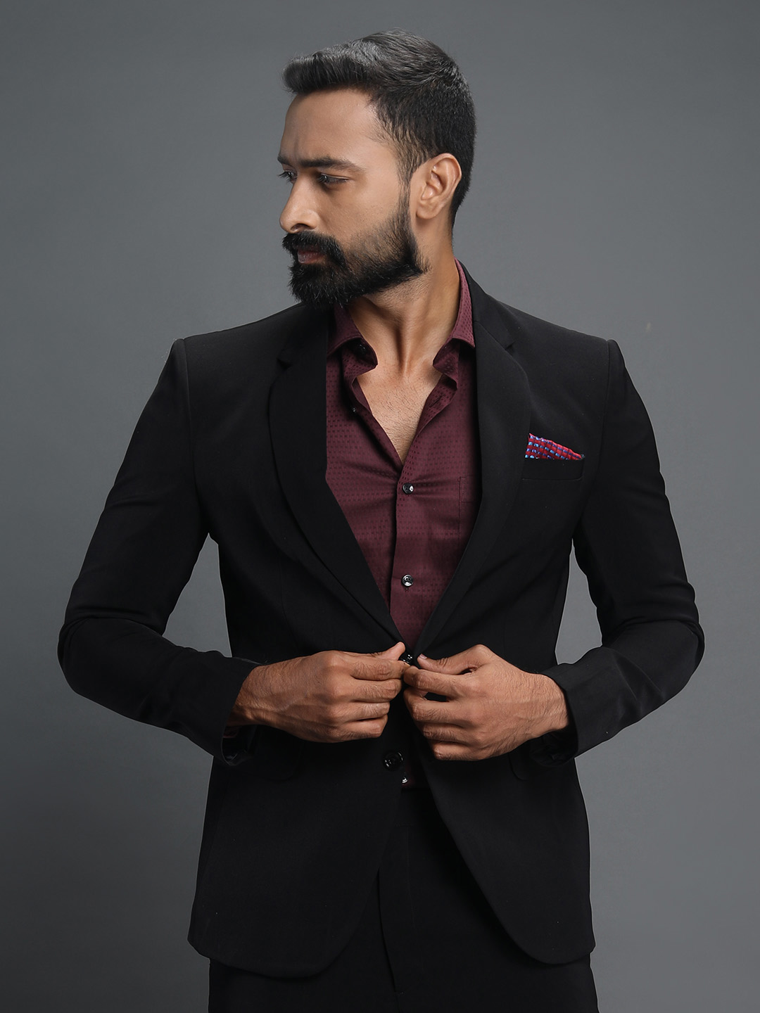 Black Formal Polynosic Suit