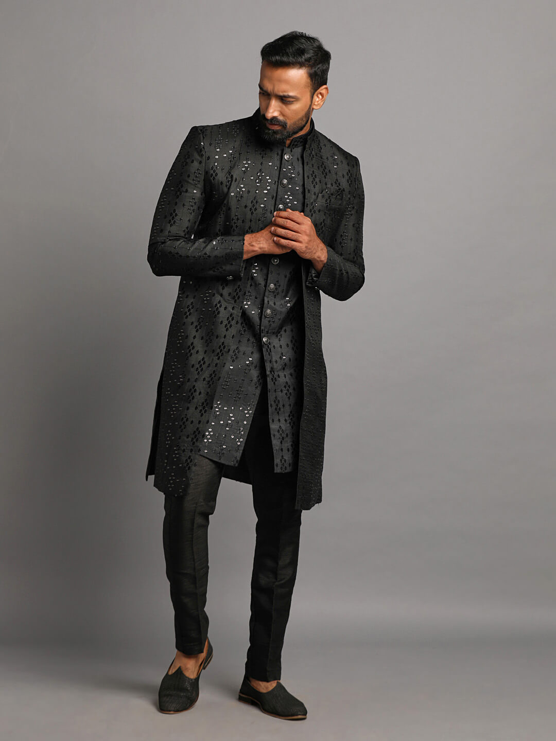 Black Mirror Open Jacket Indowestern