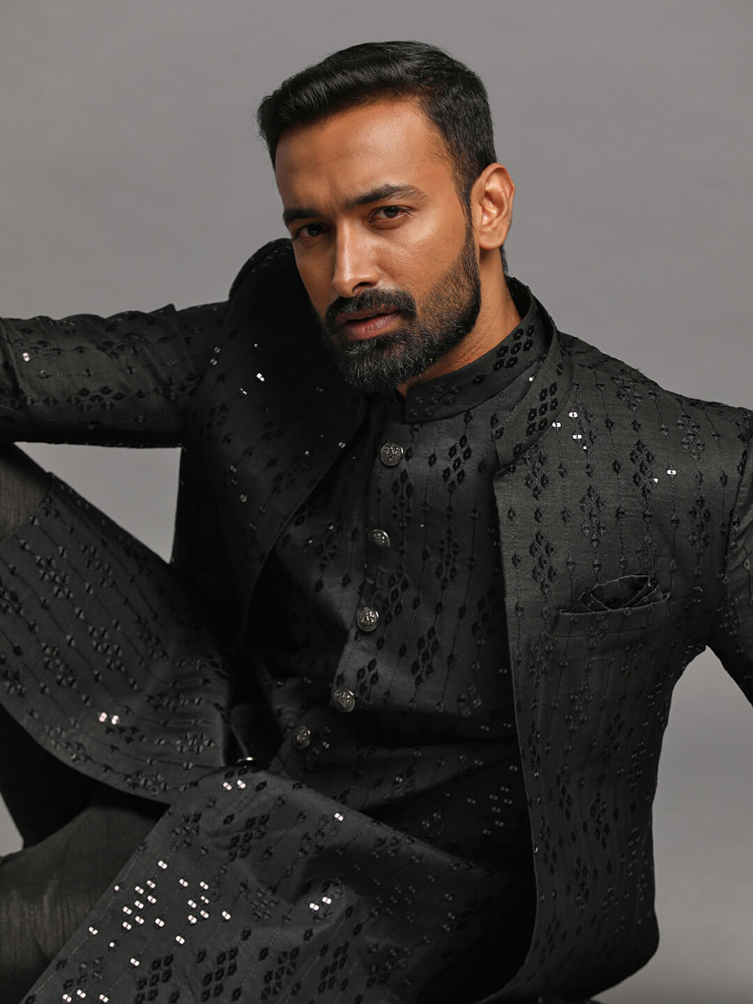 Black Mirror Open Jacket Indowestern