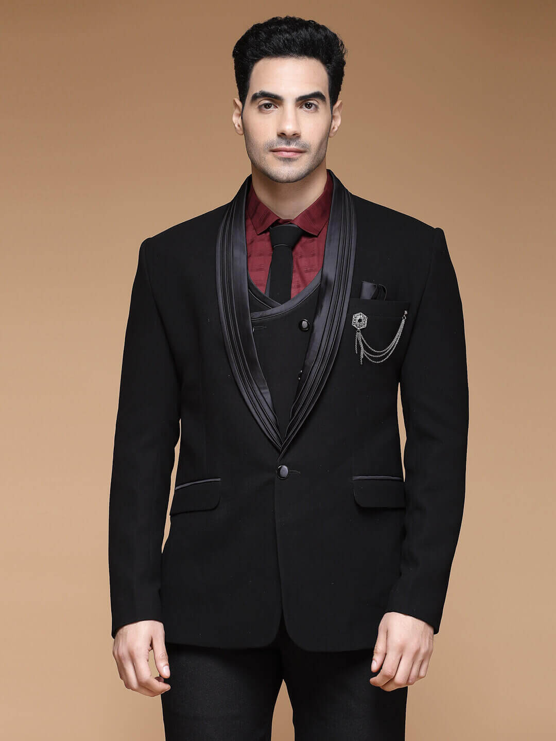 Black Multilayer Shawl Tuxedo