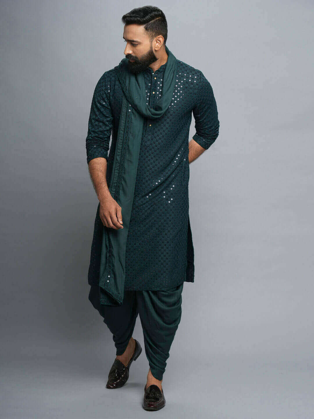 Green Kurta Pyjama Dupatta Set