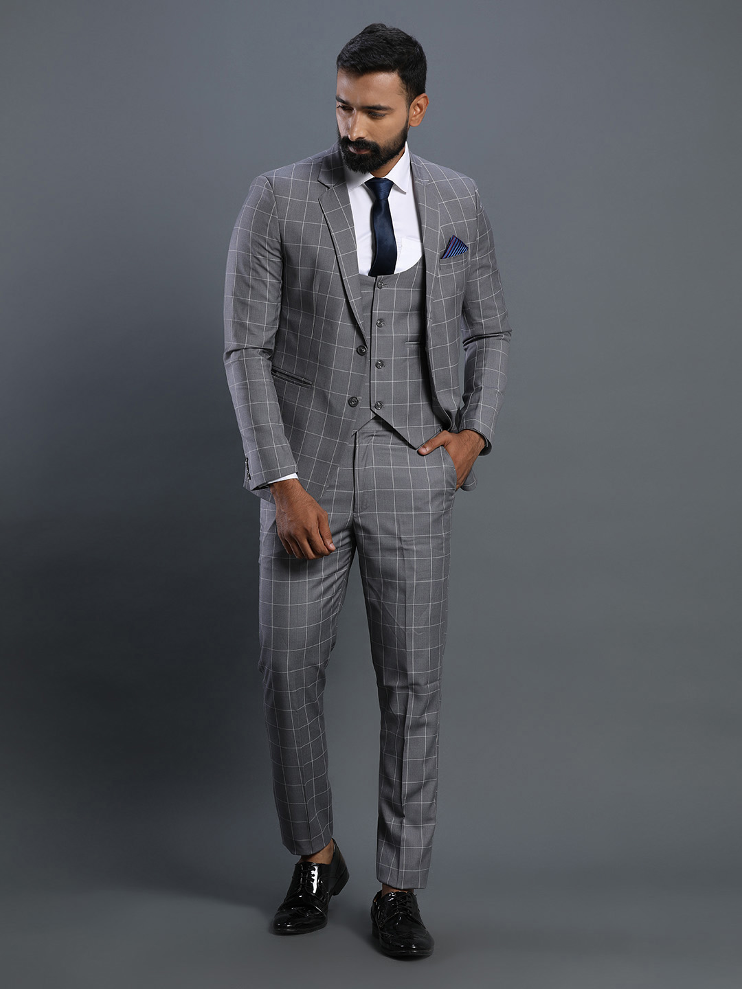 Grey Checks 3 Piece Suit