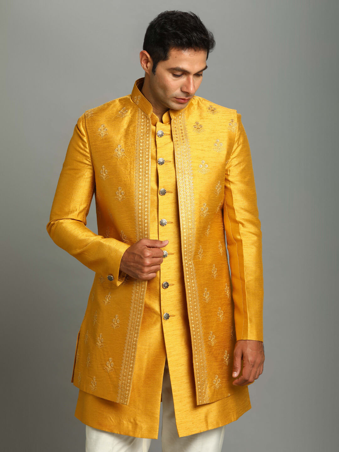 displaying image of Haldi Yellow IndoWestern