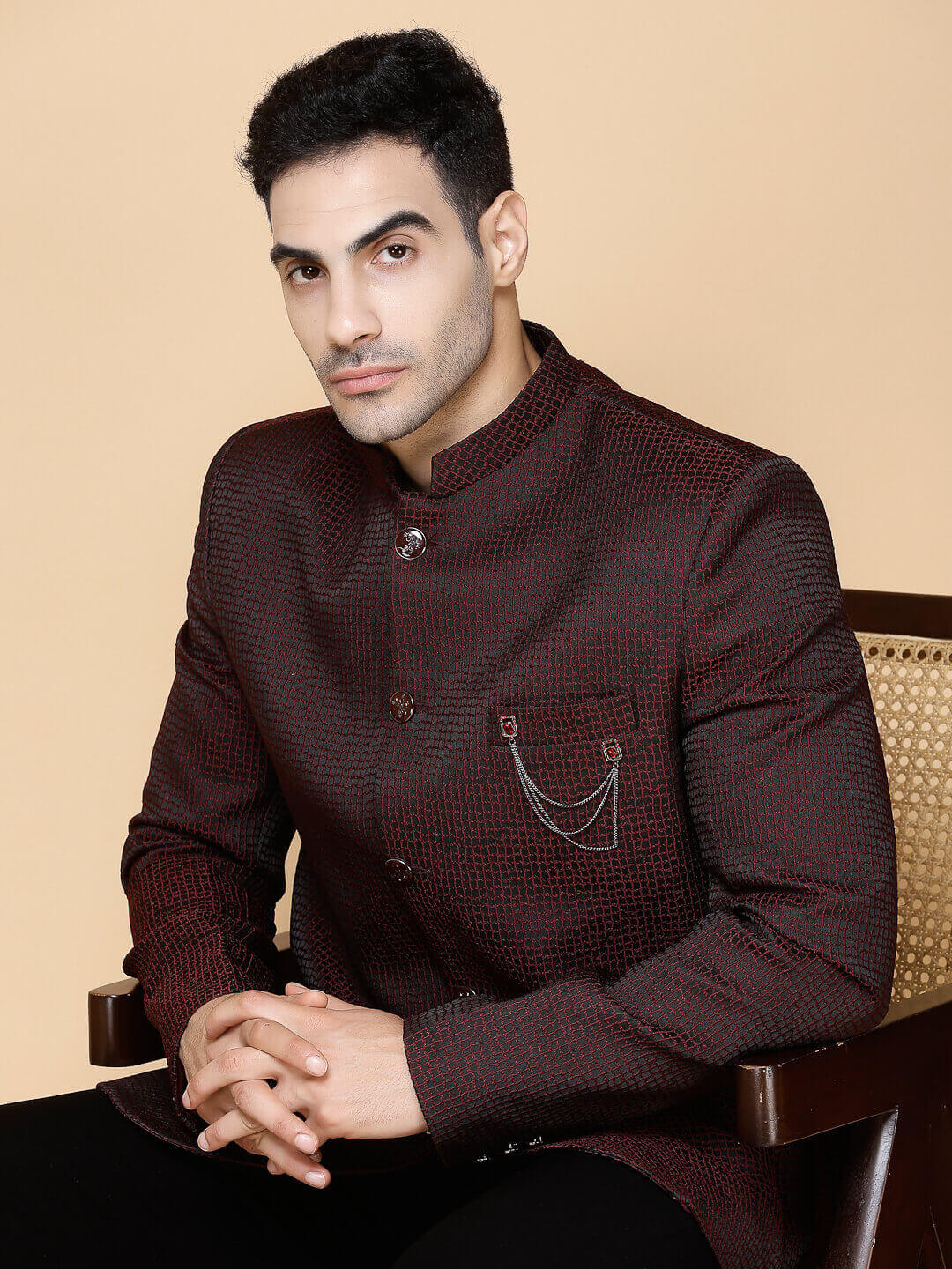 Maroon Square Jodhpuri