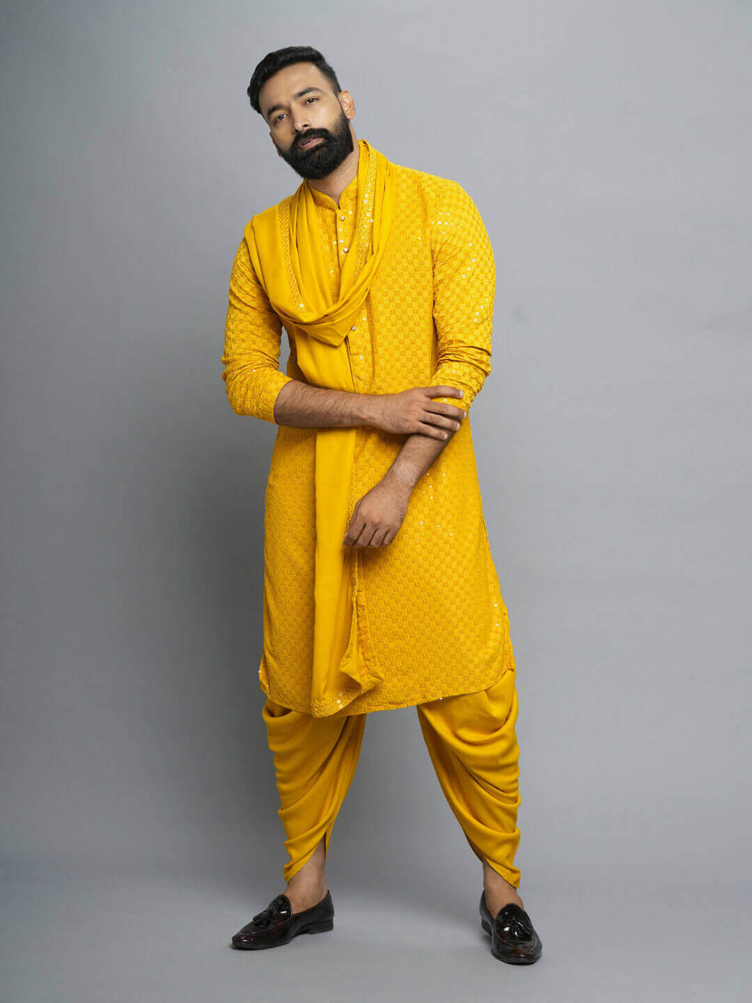 Mustard Kurta Pyjama Dupatta Set