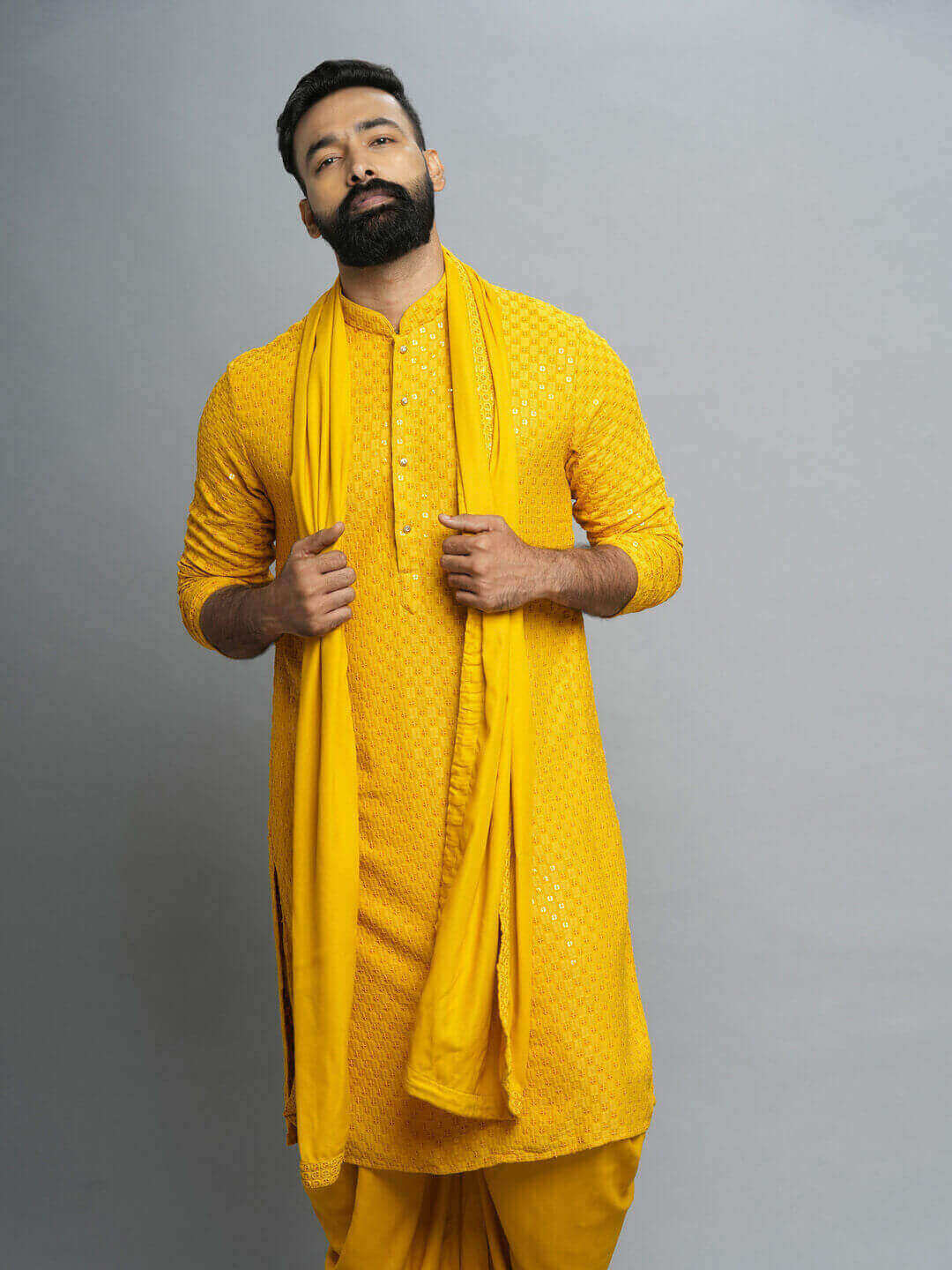 Mustard Kurta Pyjama Dupatta Set