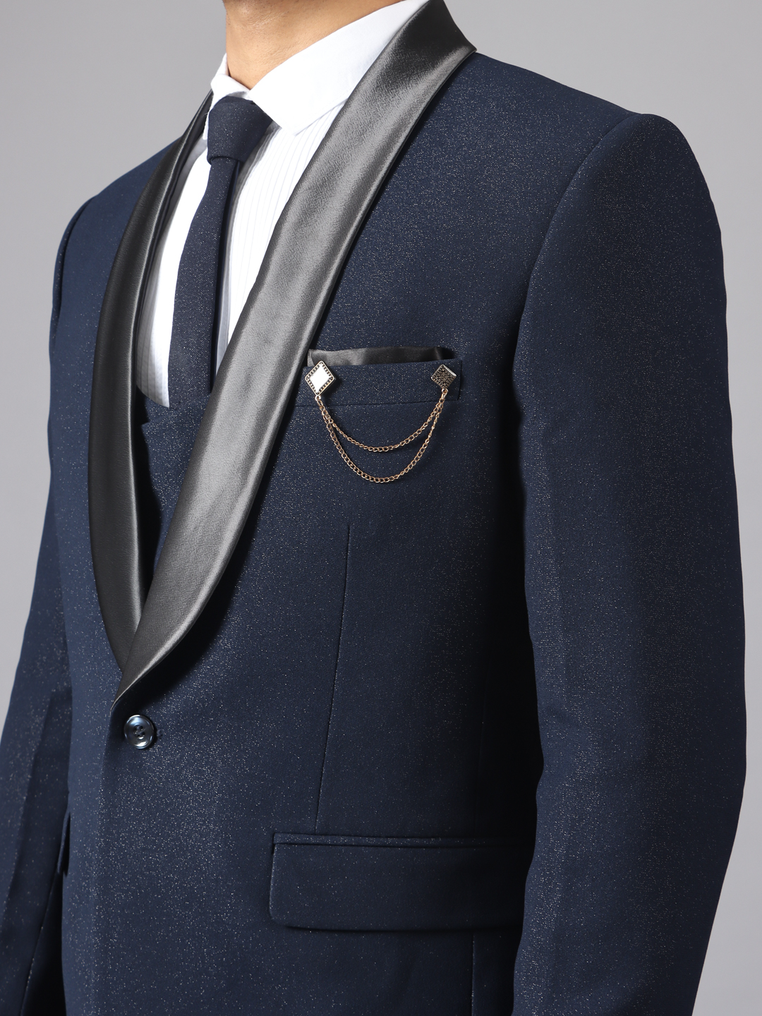 Navy Blue Shimmer 3 Piece Suit