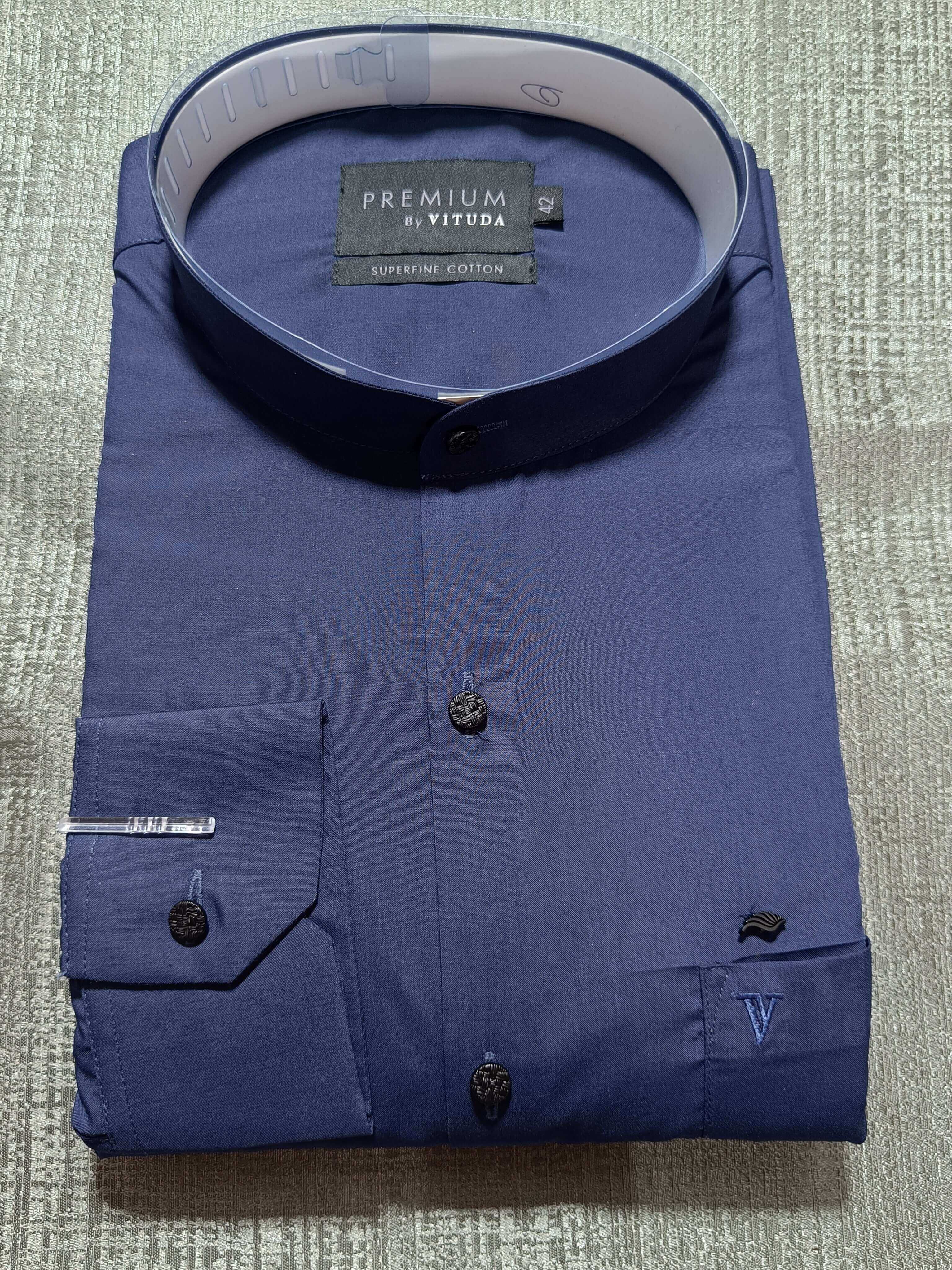 Navyblue Solid Chinese Shirt