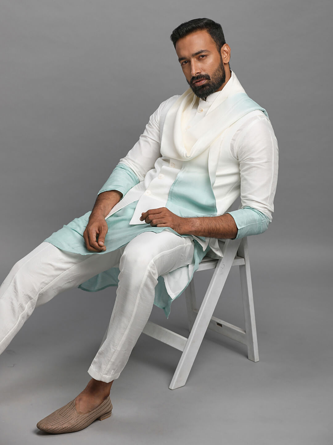 Pastel Blue Kurta Pyjama Dupatta Set