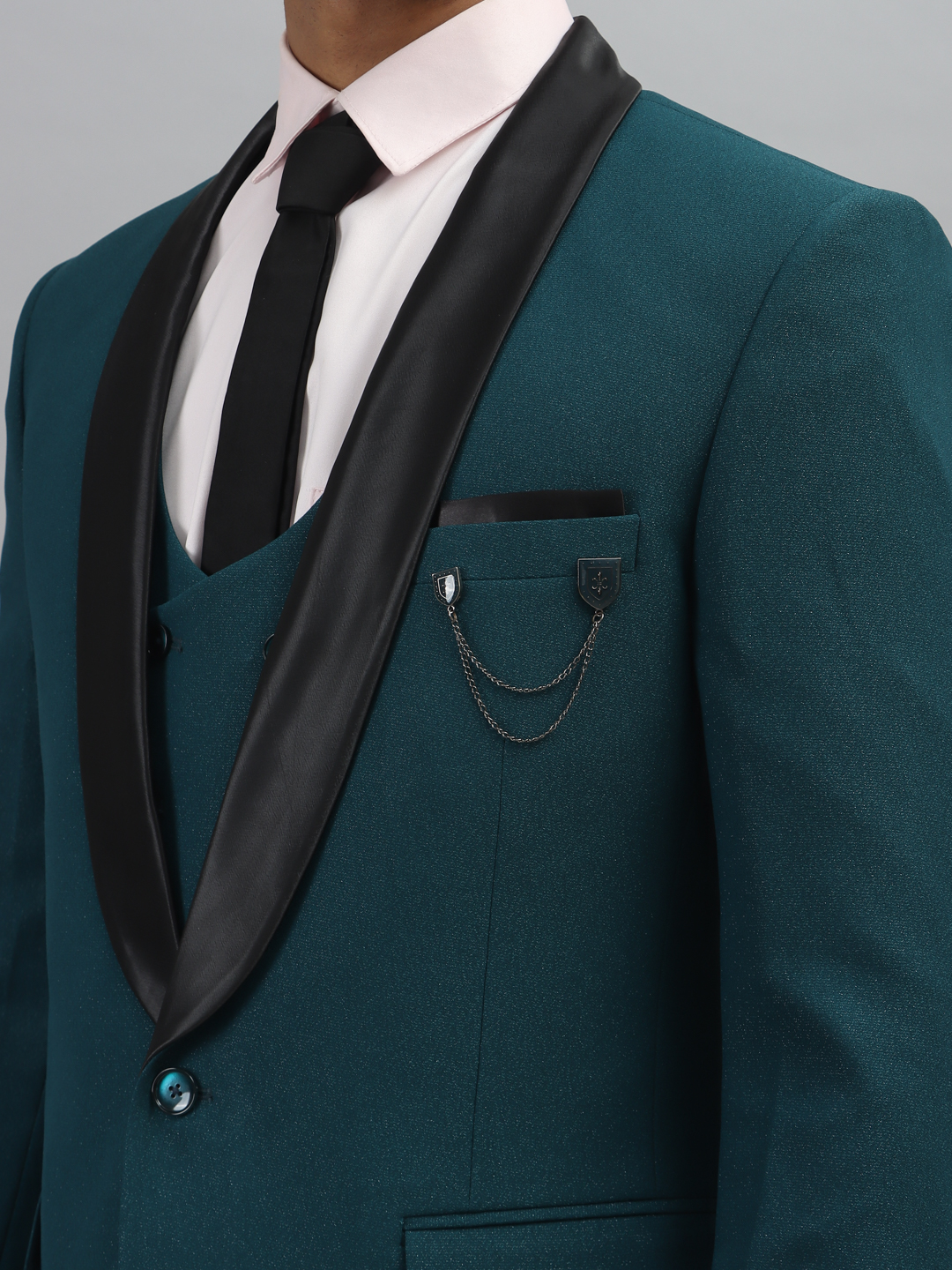 Peacock Blue Shimmer 3 Piece Suit