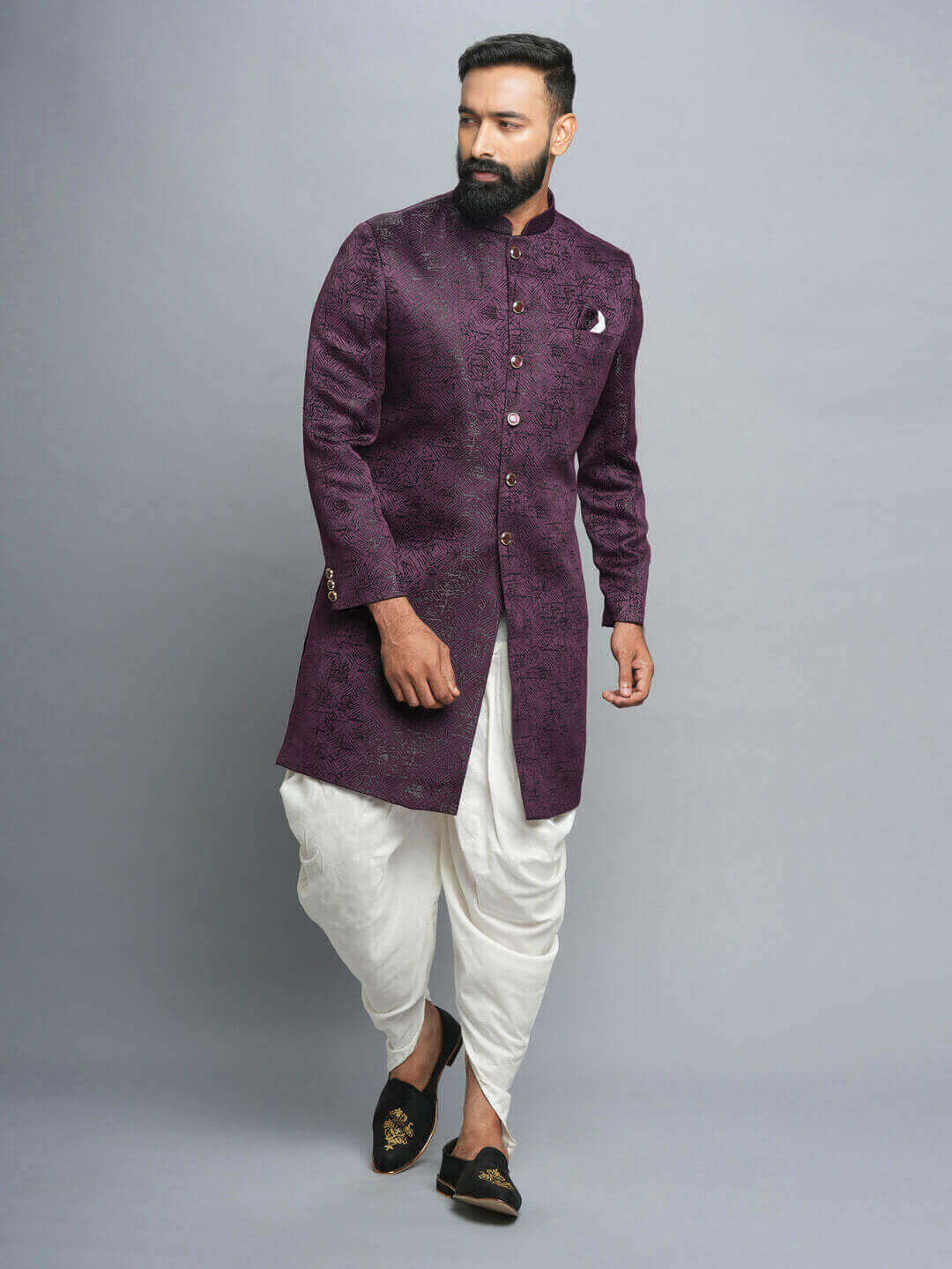 Purple Gold Hint IndoWestern