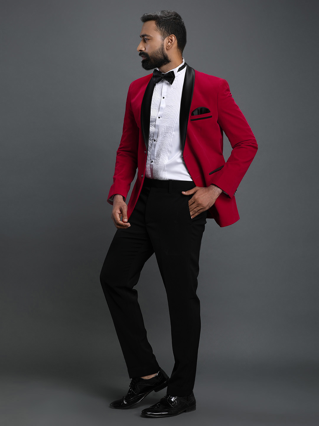 Rent/Buy Red Velvet Tuxedo Blazer Home Trial Free Delivery CandidMen