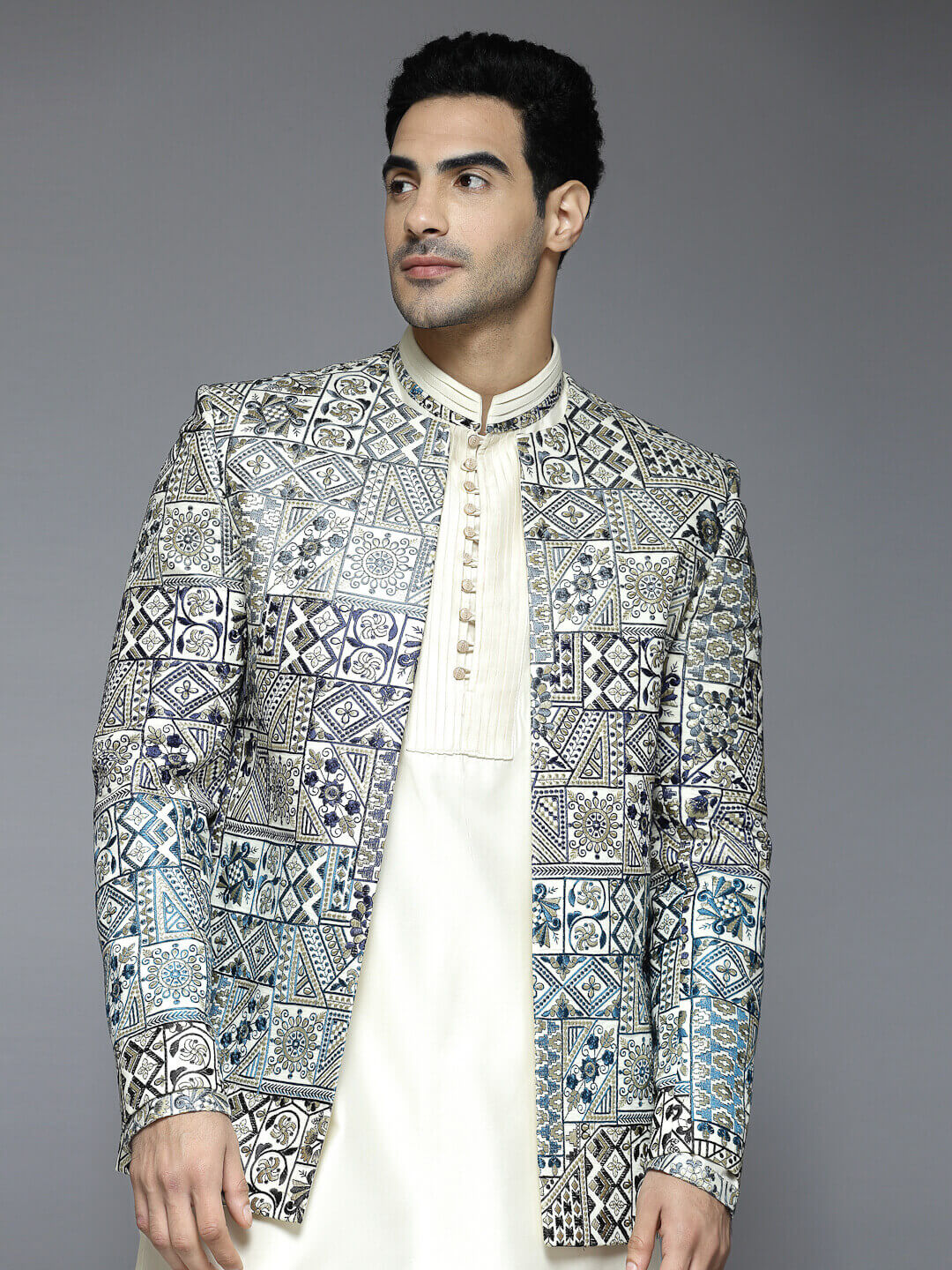 Shaded Blue Embroidered Classy Jodhpuri