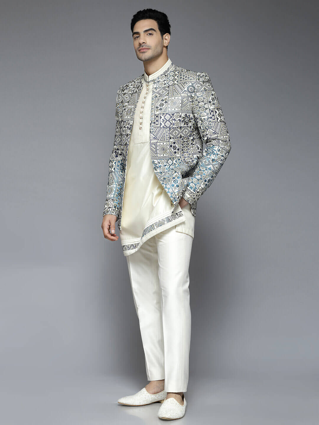 Shaded Blue Embroidered Classy Jodhpuri