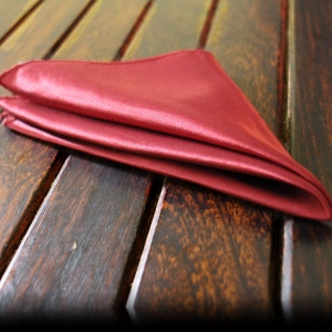 displaying image of Shiny Maroon Pocket Square