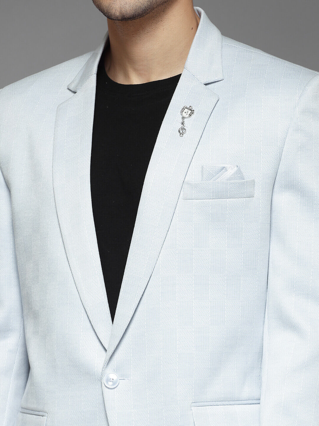 Sky Blue Printed Blazer