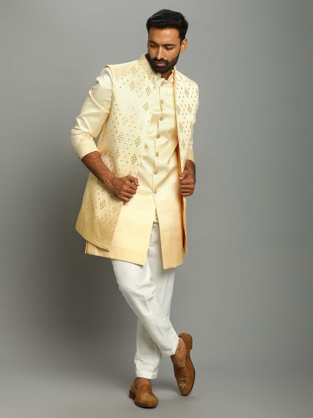 Yellow Shaded 2 Tone IndoWestern