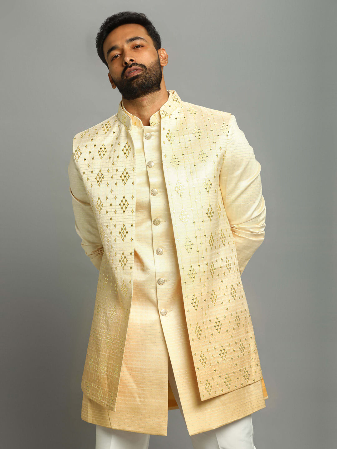 Yellow Shaded 2 Tone IndoWestern